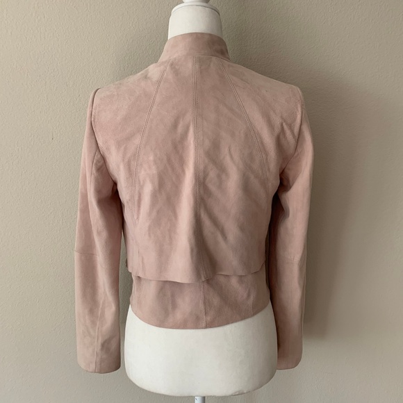 SOLD!WHBM Pink Open Front Cascading Suede Jacket - Picture 3 of 8